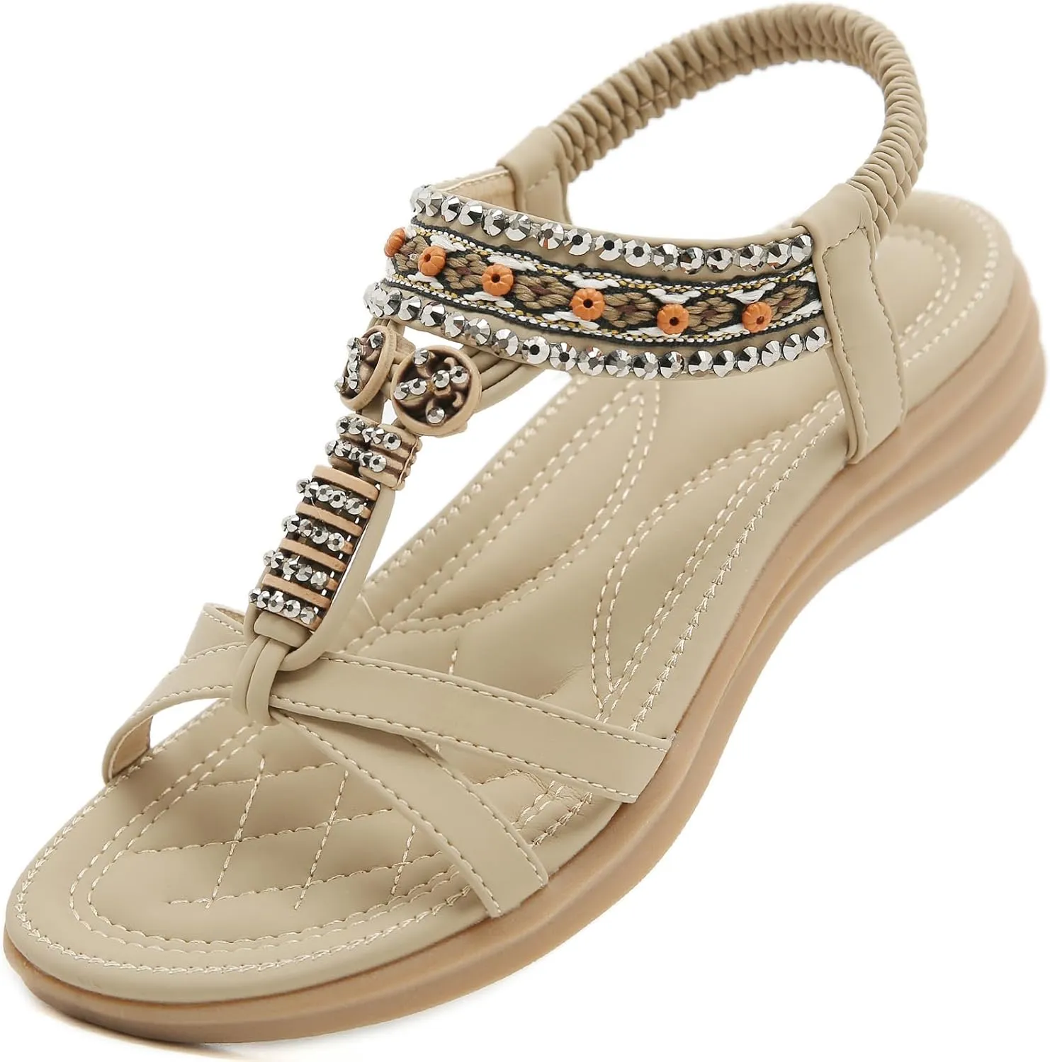 Womens Sandals Comfortable Dressy with Elastic Ankle Strap