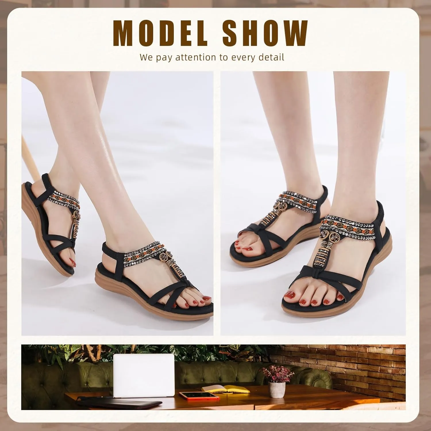 Womens Sandals Comfortable Dressy with Elastic Ankle Strap