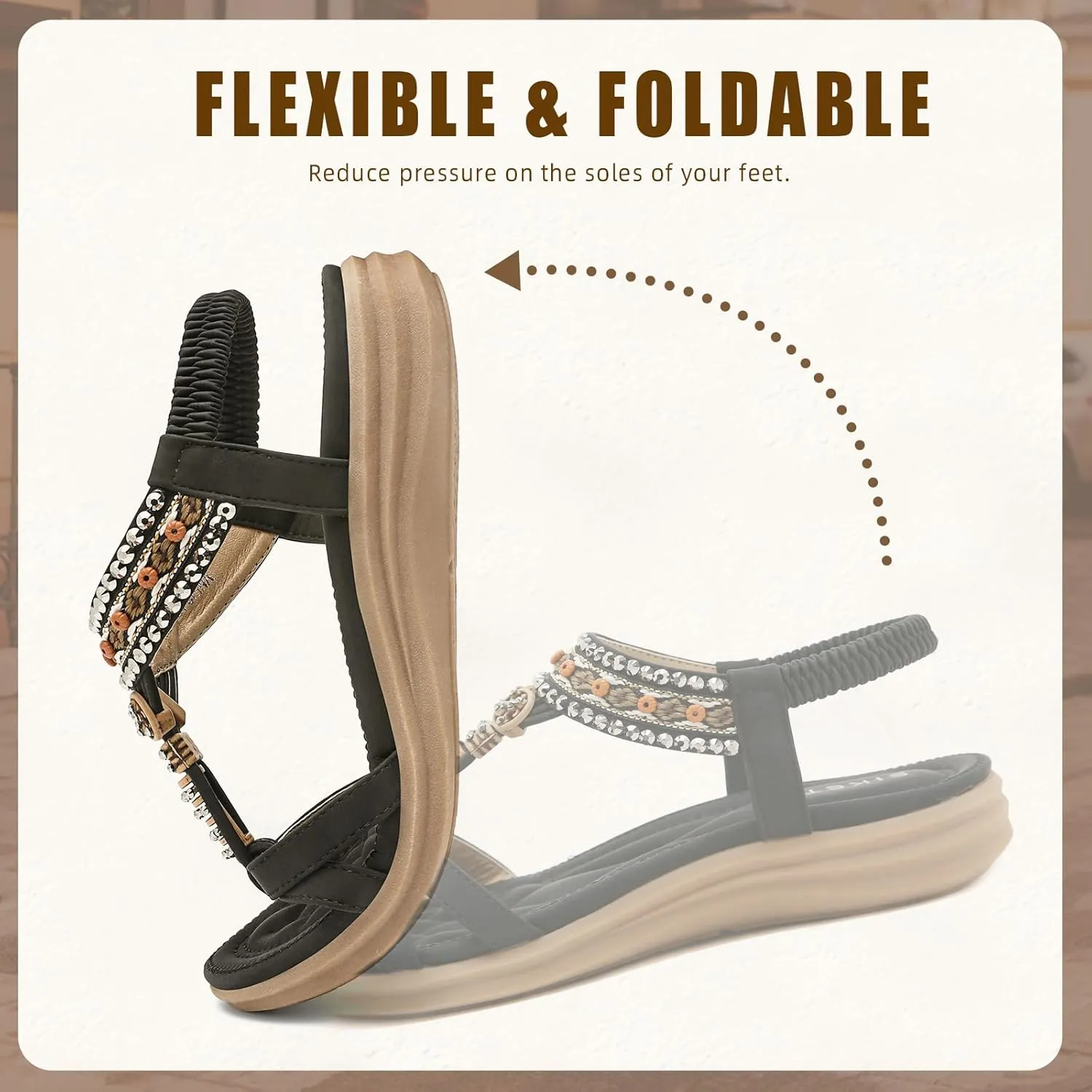 Womens Sandals Comfortable Dressy with Elastic Ankle Strap
