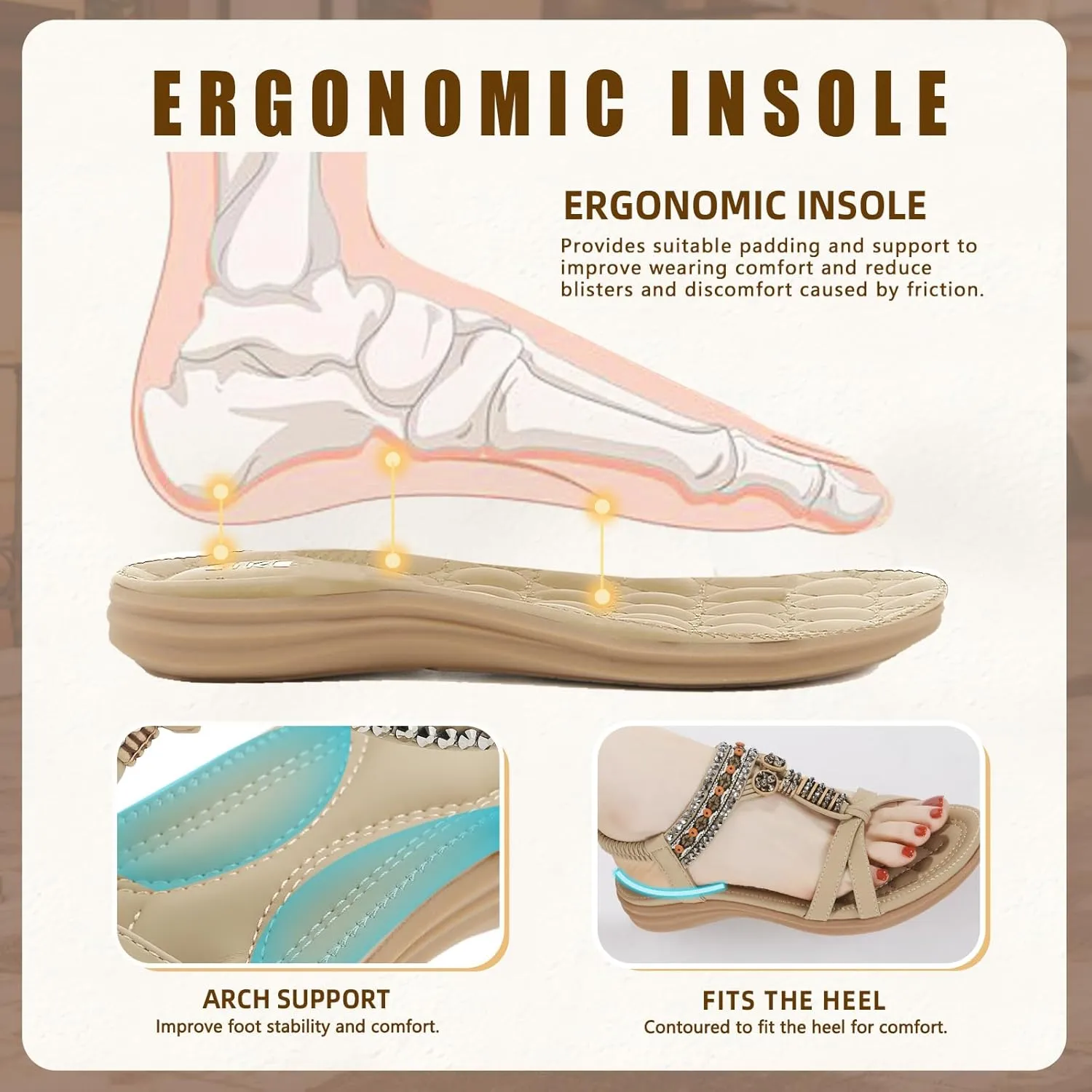 Womens Sandals Comfortable Dressy with Elastic Ankle Strap