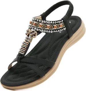Womens Sandals Comfortable Dressy with Elastic Ankle Strap