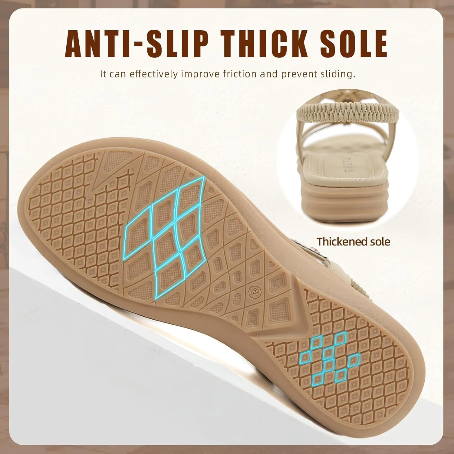 Womens Sandals Comfortable Dressy with Elastic Ankle Strap