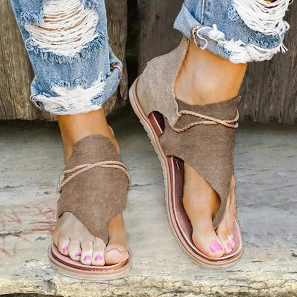 Women'S Sandals Tassel Ankle Boots, Retro Bohemian Sandals Beach Travel Shoes Clip Toe Flip Flops High Top Flat Casual Dressy Sandals