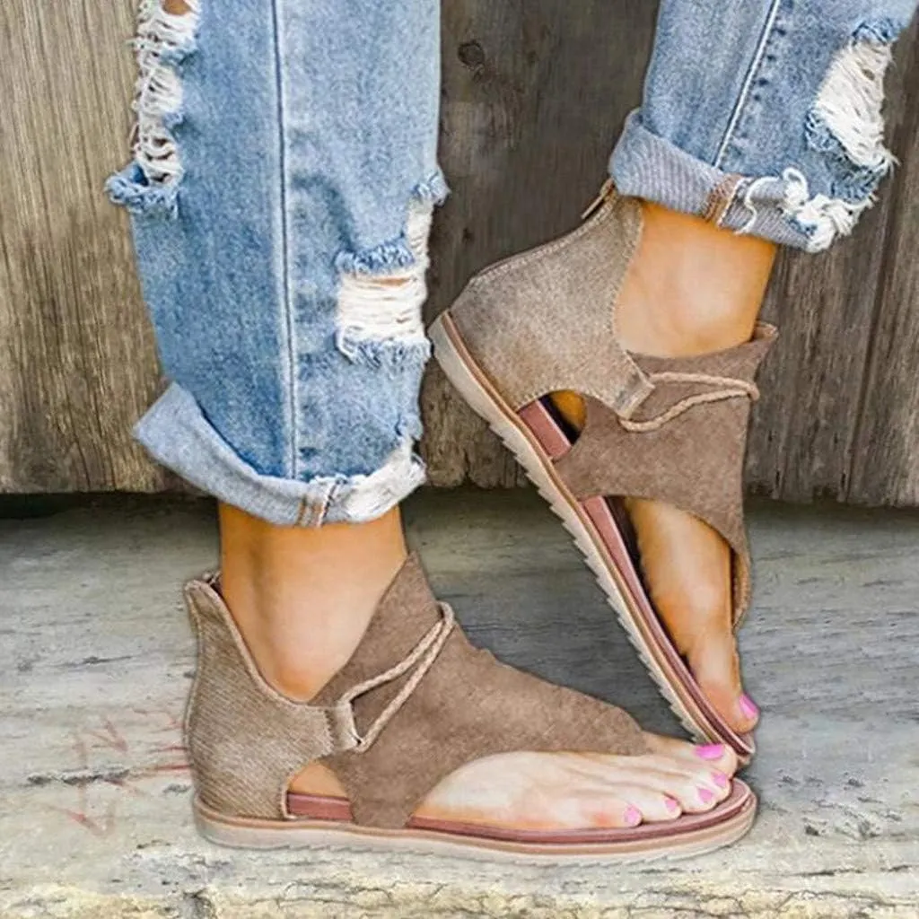Women'S Sandals Tassel Ankle Boots, Retro Bohemian Sandals Beach Travel Shoes Clip Toe Flip Flops High Top Flat Casual Dressy Sandals