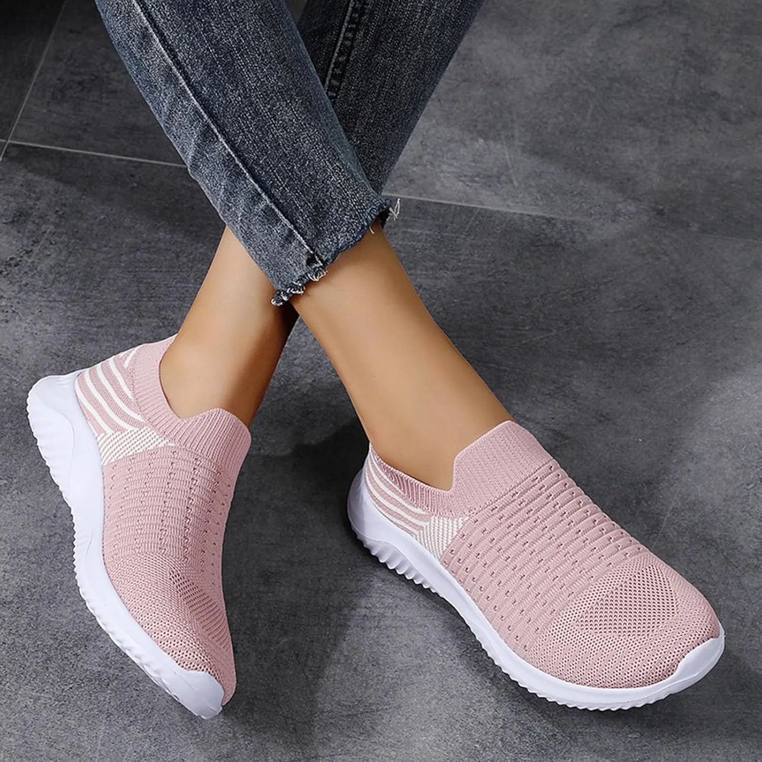 Womens Slip on Walking Shoes Comfort Lightweight Breathable Sock Shoe Mesh Casual Fashion Tennis Running Sneakers (9)