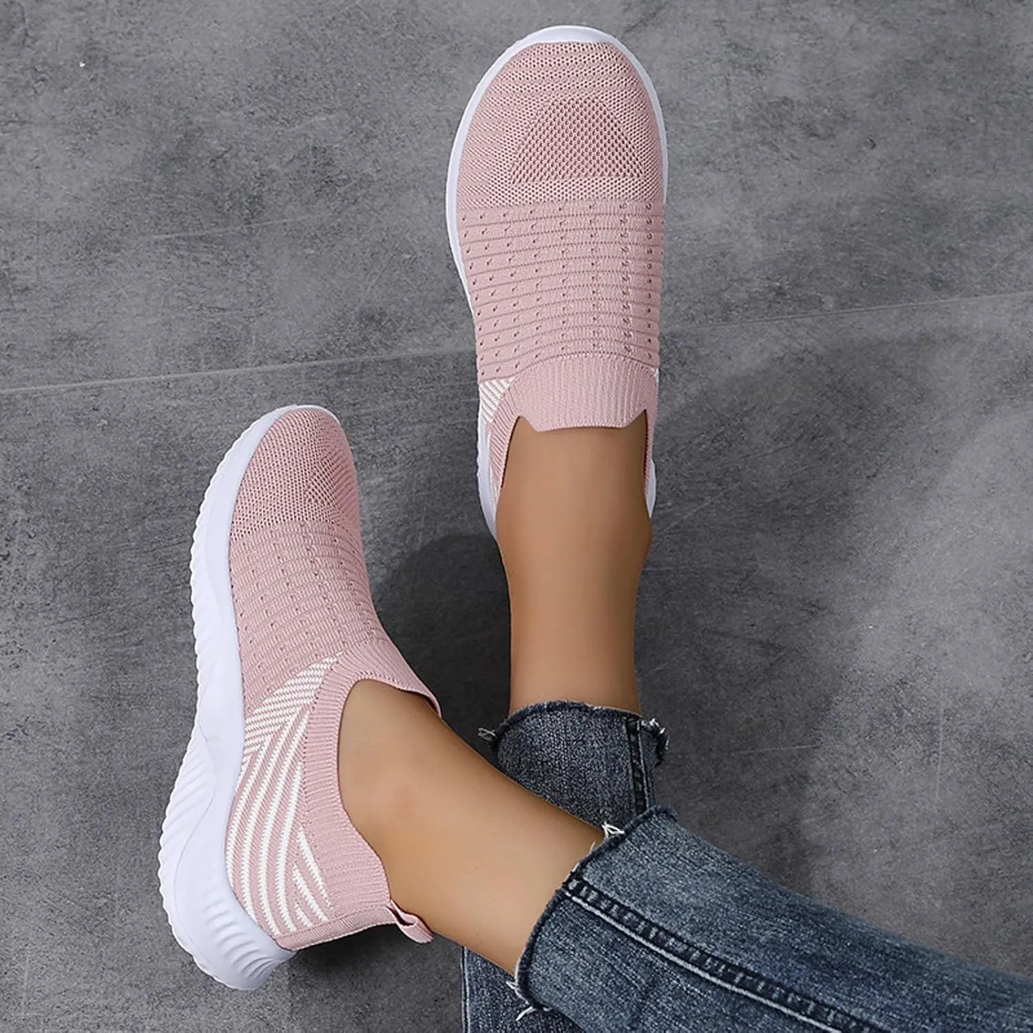 Womens Slip on Walking Shoes Comfort Lightweight Breathable Sock Shoe Mesh Casual Fashion Tennis Running Sneakers (9)