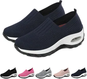 Womens Sneakers-Air Go-Walk Air Cushion Trainers, 2023 New Women's Orthopedic Platform Arch Sneakers, Breathable Mesh Air Cushion Non-Slip Walking Shoes, Best Arch Support Shoes for Women