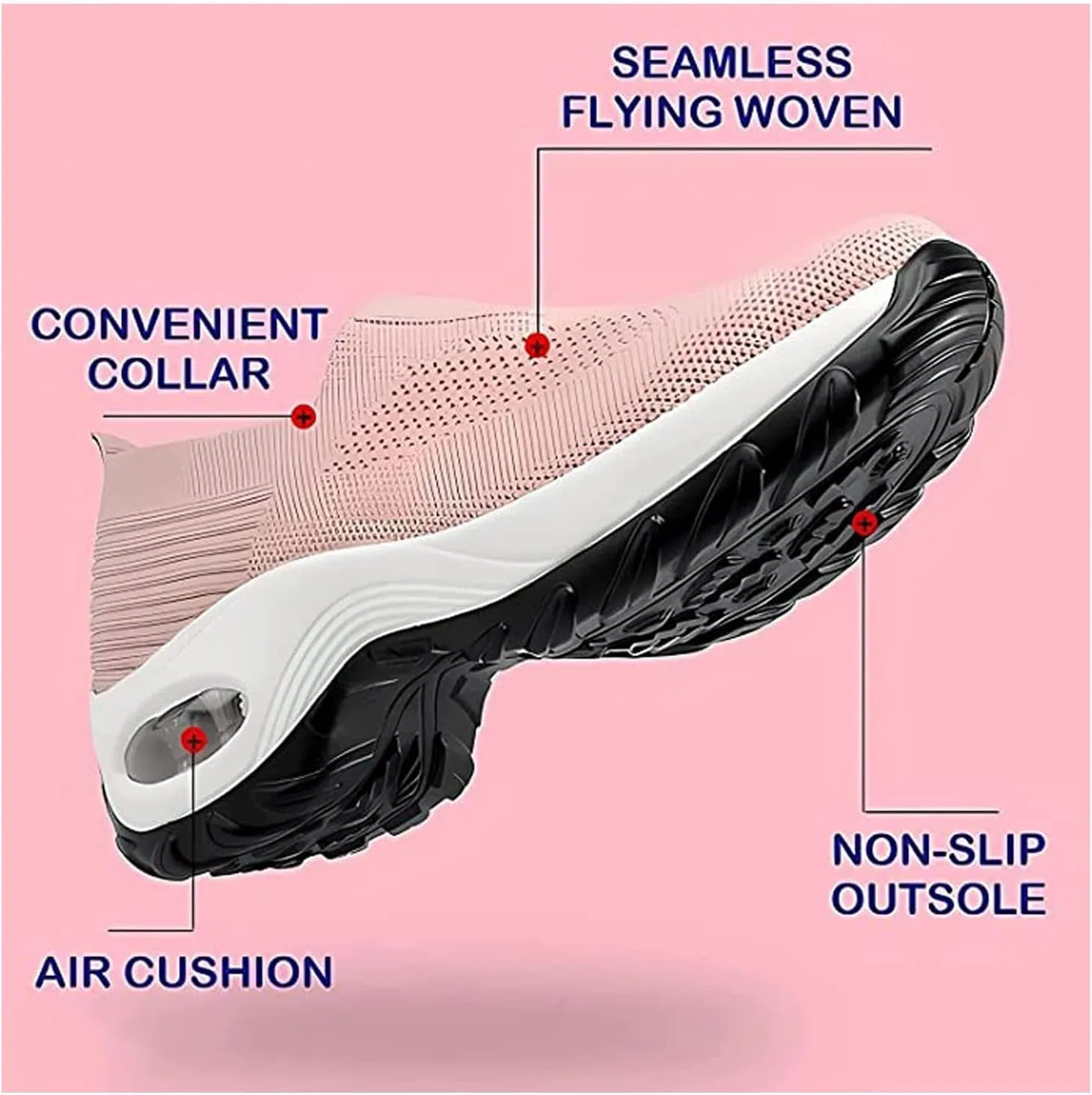 Womens Sneakers-Air Go-Walk Air Cushion Trainers, 2023 New Women's Orthopedic Platform Arch Sneakers, Breathable Mesh Air Cushion Non-Slip Walking Shoes, Best Arch Support Shoes for Women