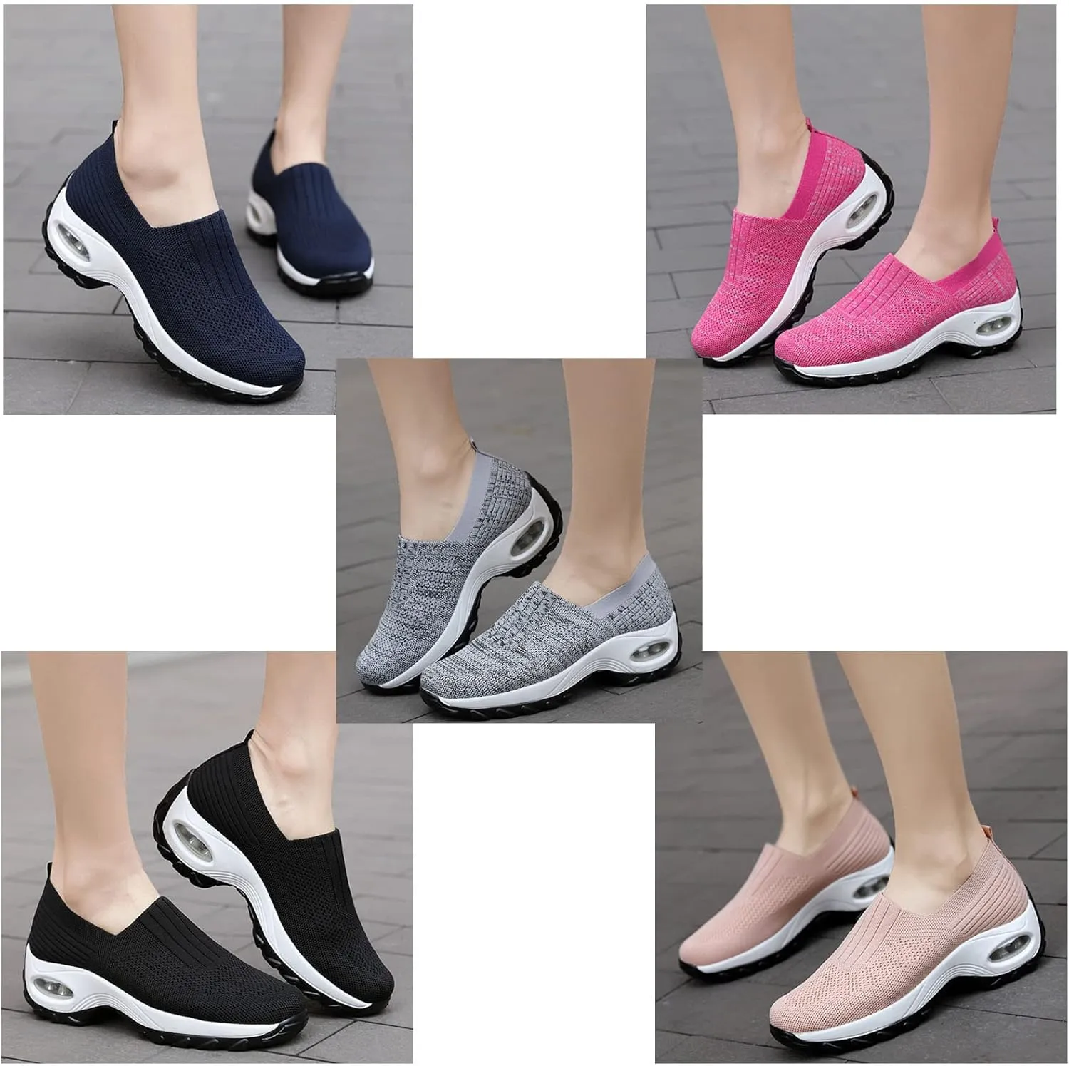 Womens Sneakers-Air Go-Walk Air Cushion Trainers, 2023 New Women's Orthopedic Platform Arch Sneakers, Breathable Mesh Air Cushion Non-Slip Walking Shoes, Best Arch Support Shoes for Women