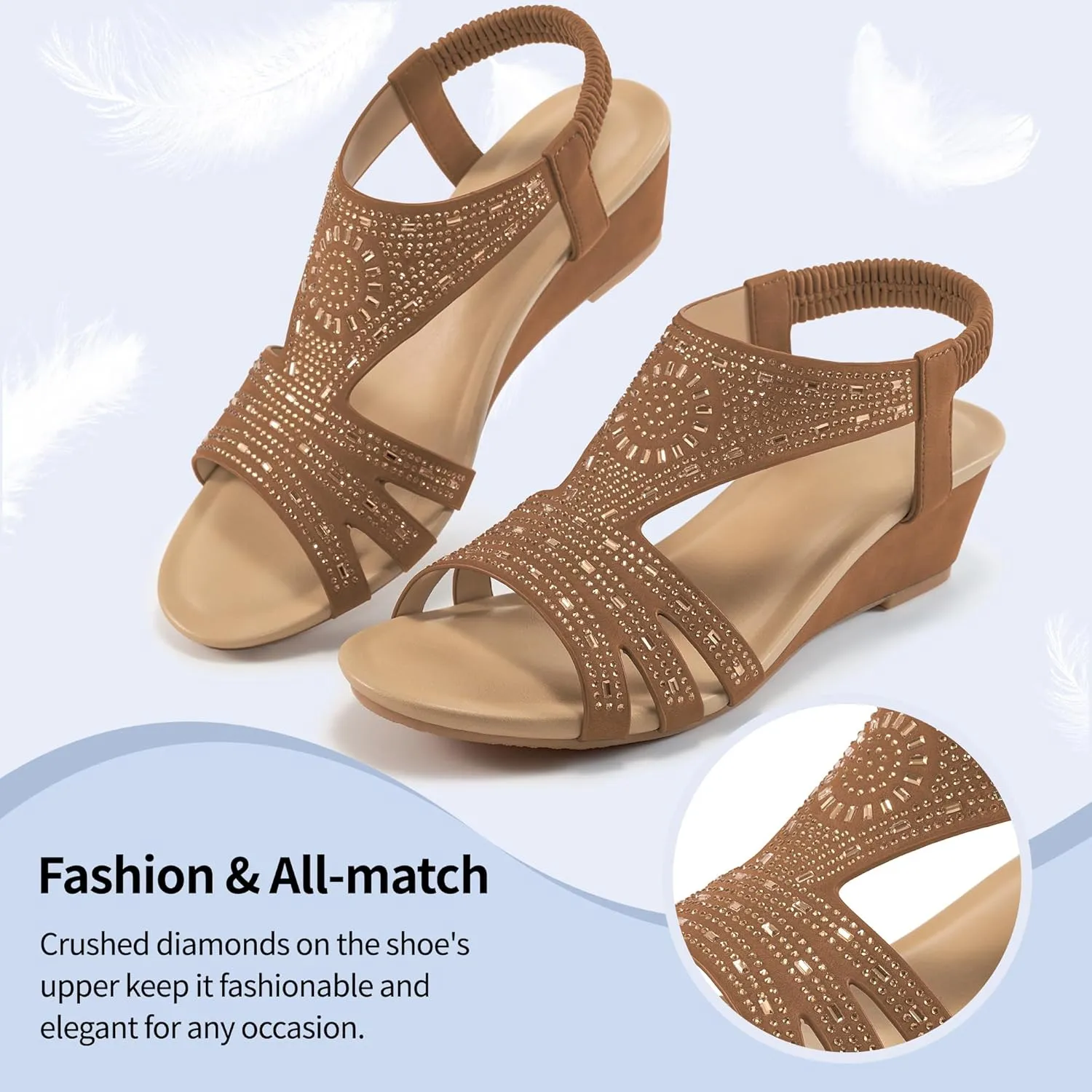 Womens Wedge Sandals Platform - Soft Open Toe Wedge Sandals Women Dressy Summer - Fashion Ladies Party Wedges