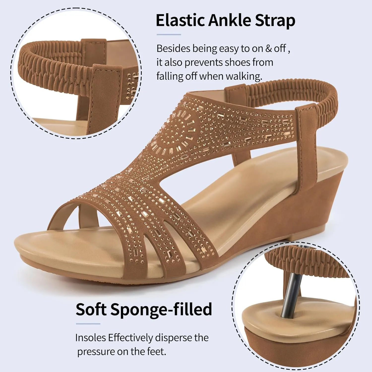 Womens Wedge Sandals Platform - Soft Open Toe Wedge Sandals Women Dressy Summer - Fashion Ladies Party Wedges