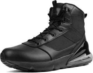 Women's Wide Tactical Work Boots Lightweight Air Cushion Side Zipper Military Boots Comfortable Waterproof Motorcycle Combat Hiking Boot 8 Inches