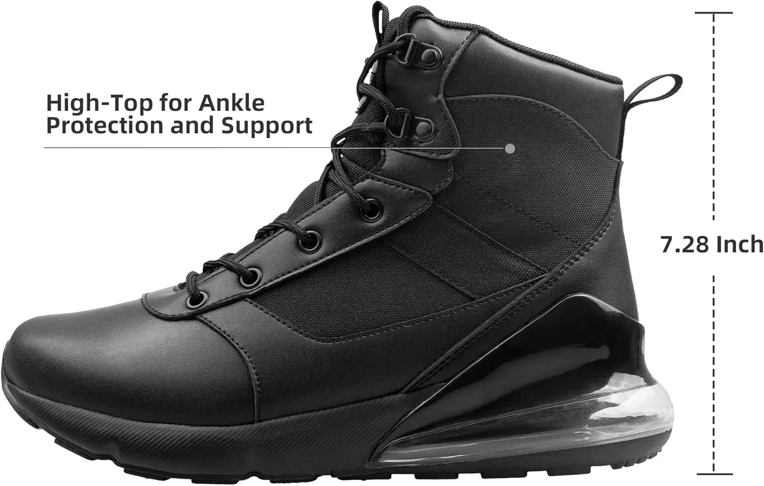 Women's Wide Tactical Work Boots Lightweight Air Cushion Side Zipper Military Boots Comfortable Waterproof Motorcycle Combat Hiking Boot 8 Inches