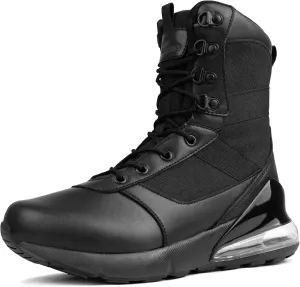 Women's Wide Tactical Work Boots Lightweight Air Cushion Side Zipper Military Boots Comfortable Waterproof Motorcycle Combat Hiking Boot 8 Inches