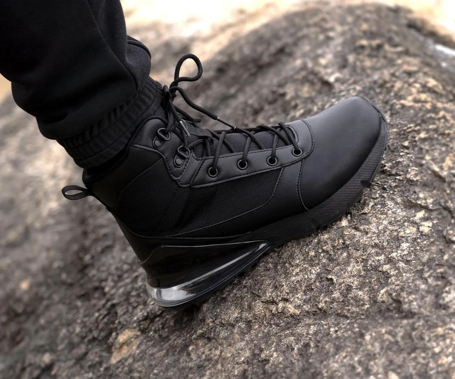 Women's Wide Tactical Work Boots Lightweight Air Cushion Side Zipper Military Boots Comfortable Waterproof Motorcycle Combat Hiking Boot 8 Inches