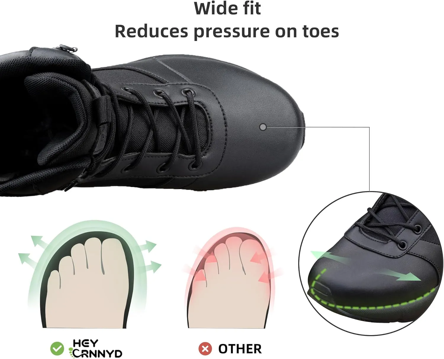 Women's Wide Tactical Work Boots Lightweight Air Cushion Side Zipper Military Boots Comfortable Waterproof Motorcycle Combat Hiking Boot 8 Inches