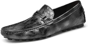 WOUND Men's Loafers Shoes Height Increasing Elevator 2.3in Vegan Leather Driving Loafers Lightweight Flat Heel Anti-Slip Outdoor Slip-ons (Color : Grey Taller, Size : 10)