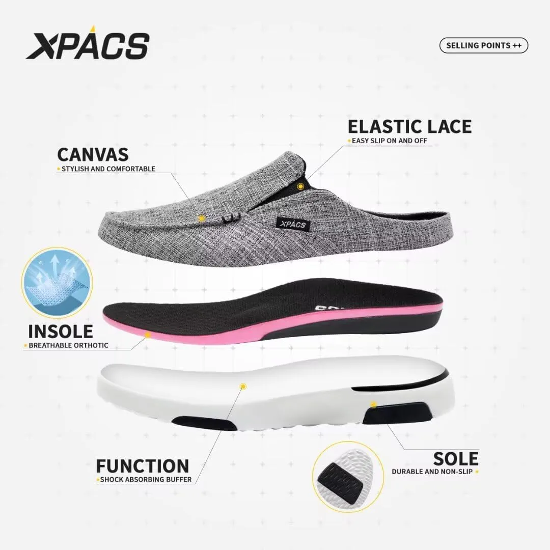 XPACS Men's Orthopedic Comfy Slippers, Stylish Arch Support Casual Shoes for Plantar Fasciitis Recovery, Non Slip Canvas Shoes for Heel and Foot Pain Relief