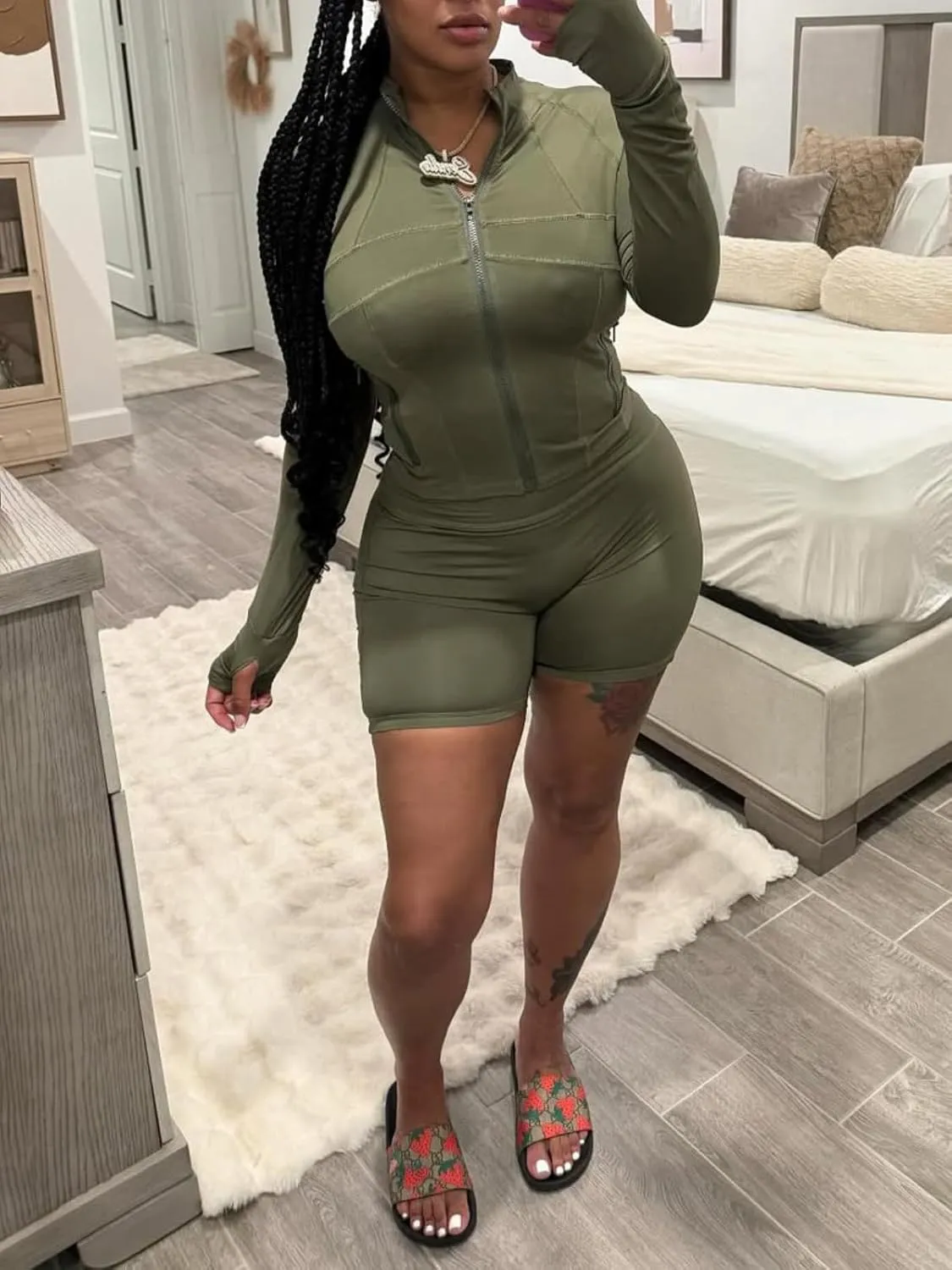 XZLUFNY Two Piece Short Sets for Women Long Sleeve Sport Jacket Bodycon Short Tracksuit Sweatsuit