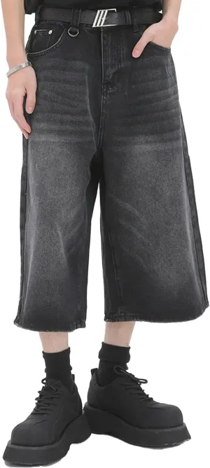 Y2k Baggy Jean Shorts for Men Jorts Hip Hop Skater Jeans Grunge Shorts Casual Loose Fit Long Denim Shorts