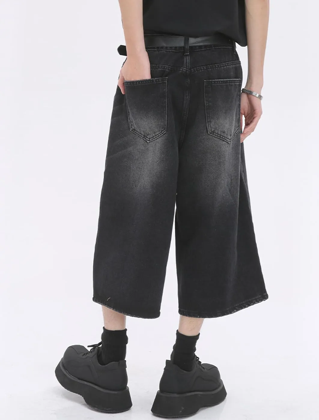 Y2k Baggy Jean Shorts for Men Jorts Hip Hop Skater Jeans Grunge Shorts Casual Loose Fit Long Denim Shorts