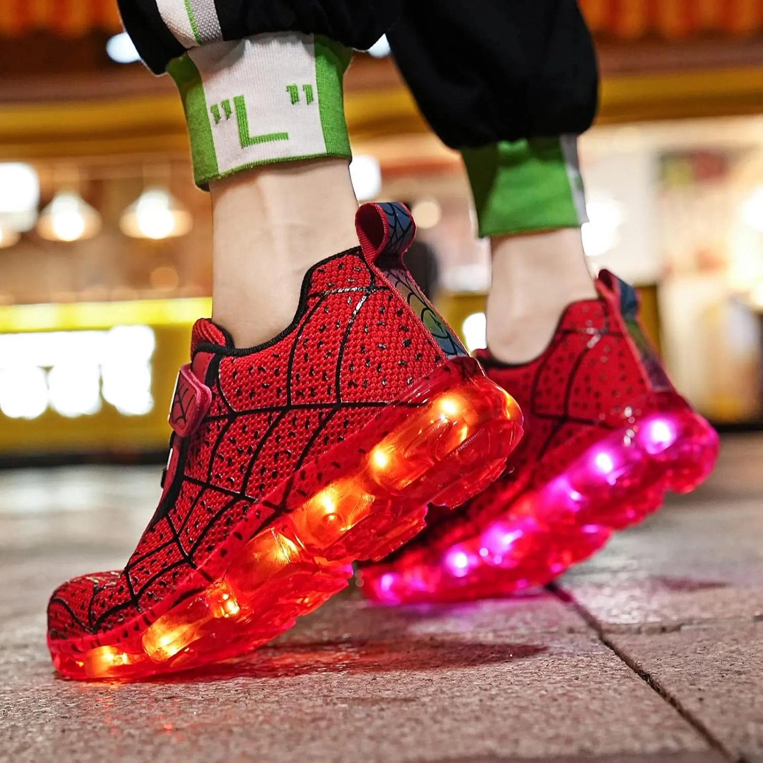 YUNICUS Kids Light Up Shoes Led Flash Sneakers with Spider Upper USB Charge for Boys Girls Toddles Best Gift for Birthday Thanksgiving Christmas Day