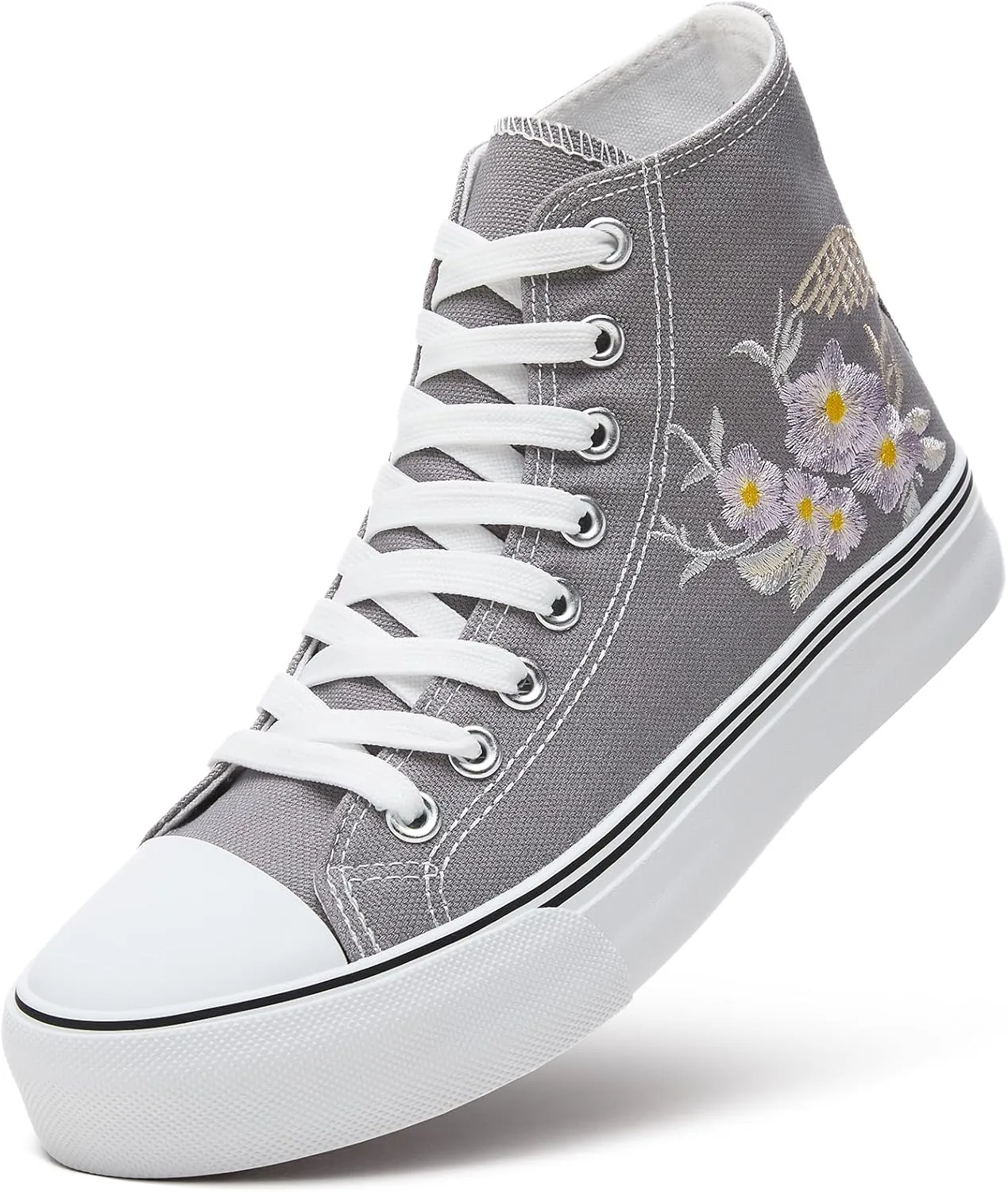 ZGR Womens High Top Canvas Sneakers,Lace-up Canvas Shoes,Casual Tennis Walking Shoes