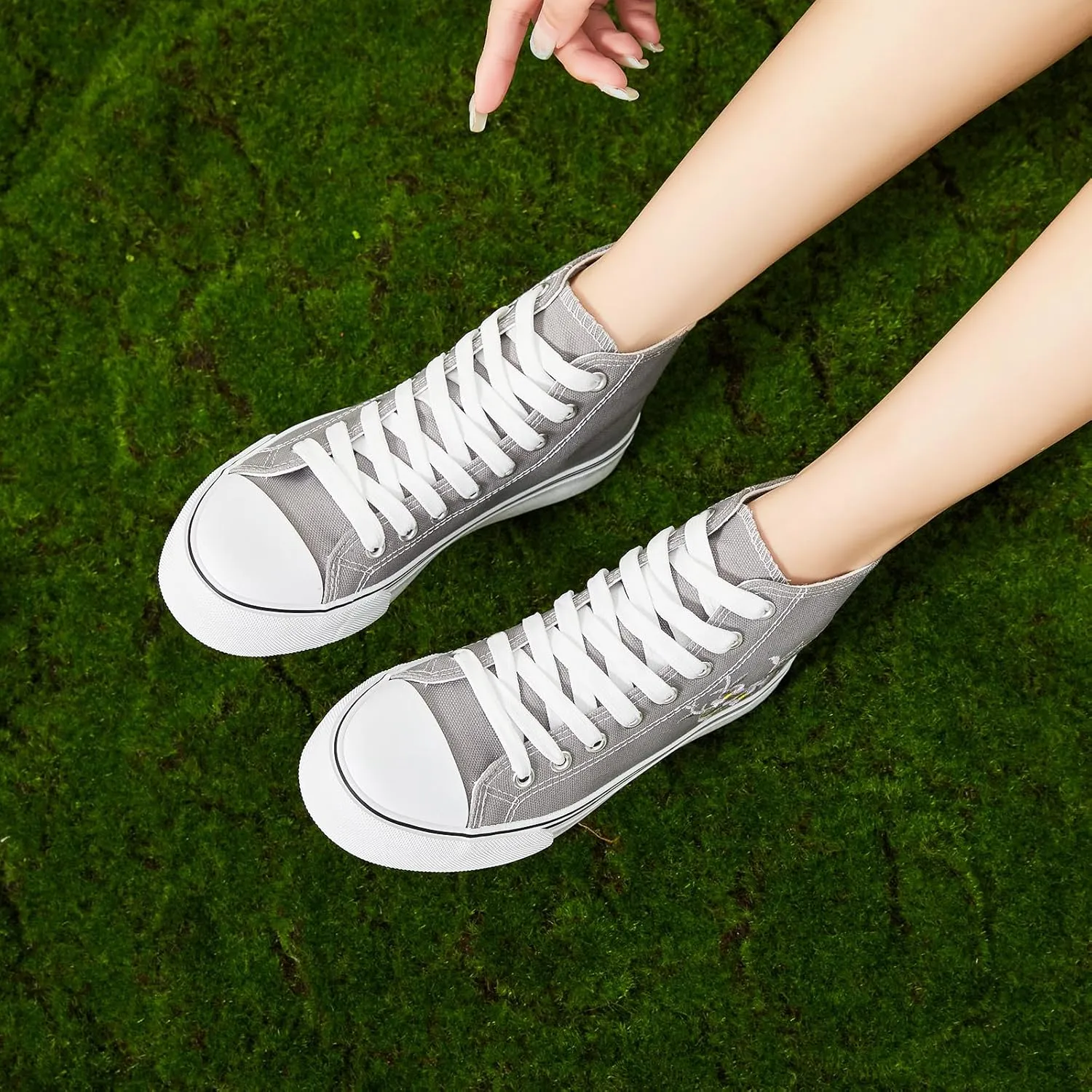 ZGR Womens High Top Canvas Sneakers,Lace-up Canvas Shoes,Casual Tennis Walking Shoes