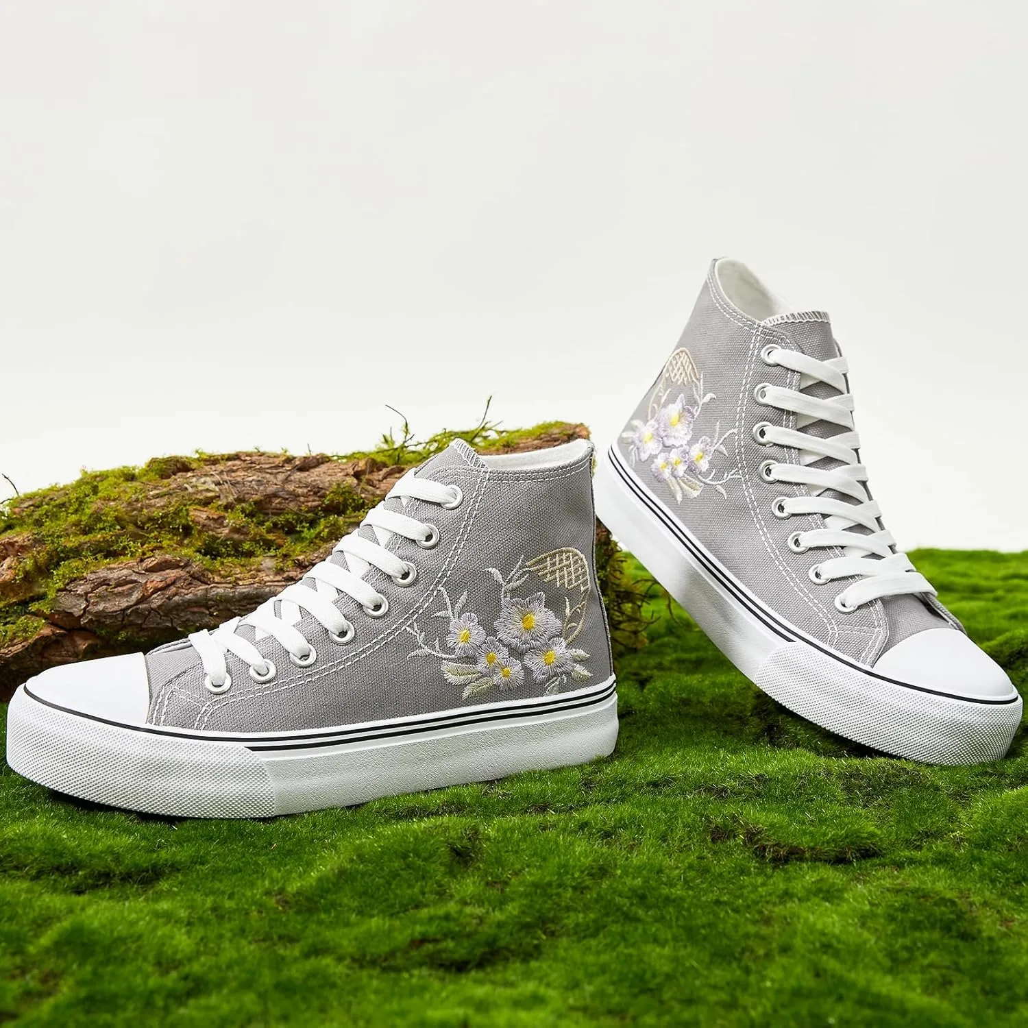 ZGR Womens High Top Canvas Sneakers,Lace-up Canvas Shoes,Casual Tennis Walking Shoes