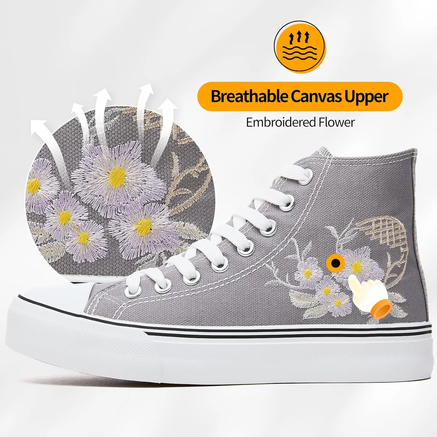 ZGR Womens High Top Canvas Sneakers,Lace-up Canvas Shoes,Casual Tennis Walking Shoes