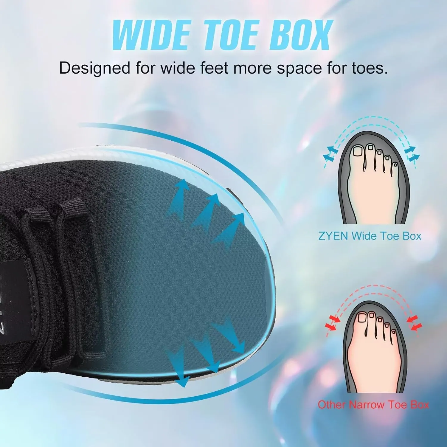 ZYEN Wide Toe Box Shoes Women Non-Slip Ultra Light Running Sneakers Extra Wide Feet Arch Support Walking Shoes Tennis Diabetes Breathable Gym Workouts 6-12